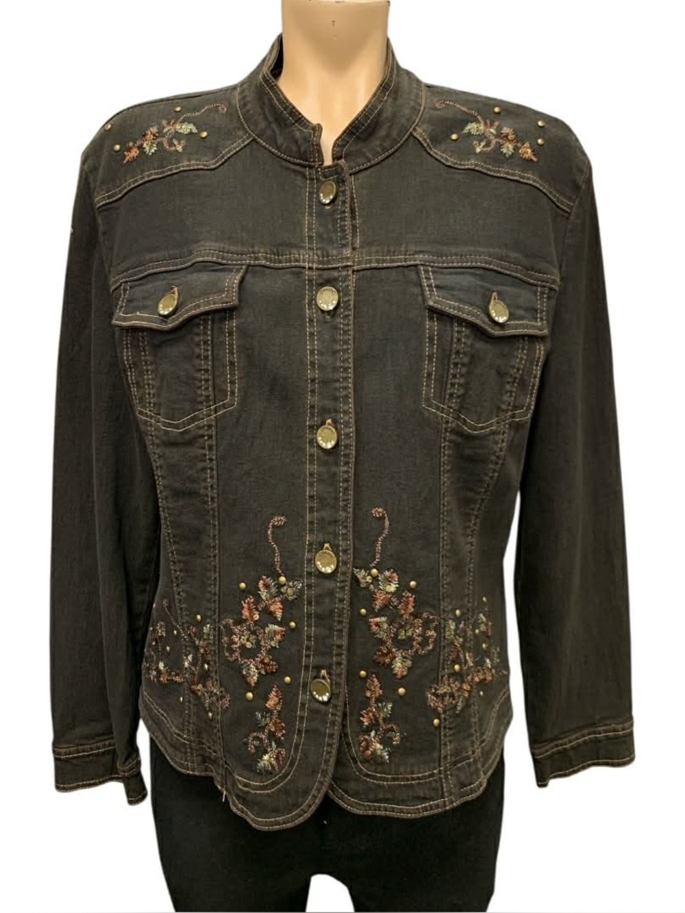 Conrad Dark Olive Embroidered Women's Jacket - Unknown Brand Size L